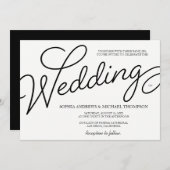 Romantische einfache Hochzeit schwarz-weiß Einladung (Vorne/Hinten)