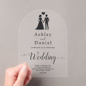 Romantische, einfache Schwarz-Weiß-Hochzeit Acryleinladungen (Insitu (Handheld))