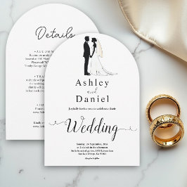 Romantische, einfache Schwarz-Weiß-Hochzeit Einladung