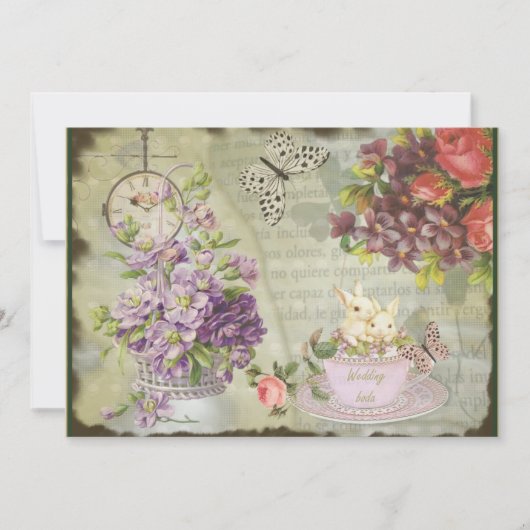 Romantische Einladung Stil decoupage vintage 2017 (Vorderseite)