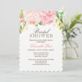 Romantische Einladungen zu Pink Peony Bridal (Stehend Vorderseite)