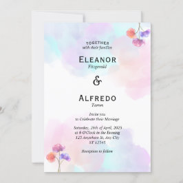 Romantische Einladungen zu Rosa und Blauen Hochzei