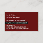 Romantische Einstellung, Speed Verabred Event Orga Visitenkarte (Rückseite)