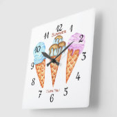Romantische Eiscreme I Liebe Quadratische Wanduhr (Winkel)