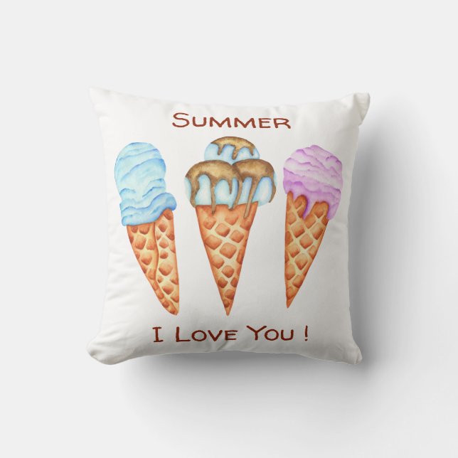 Romantische Eiscreme I Liebe You Throw Kissen (Vorderseite)