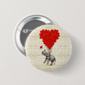 Romantische Elefant- u. Herzballone Button (Vorne & Hinten)