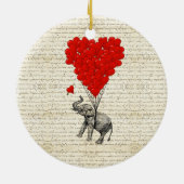 Romantische Elefant- u. Herzballone Keramikornament (Hinten)