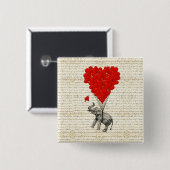 Romantische Elefanten & Herzblasen Button (Vorne & Hinten)