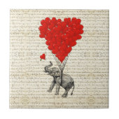 Romantische Elefanten & Herzblasen Fliese (Vorderseite)