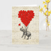 Romantische Elefanten & Herzblasen Karte (Gelbe Blume)