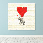 Romantische Elefanten & Herzblasen Leinwanddruck (Insitu (Holzboden))