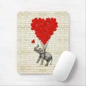 Romantische Elefanten & Herzblasen Mousepad (Mit Mouse)