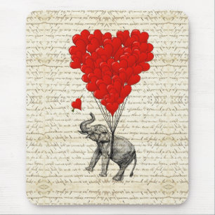 Romantische Elefanten & Herzblasen Mousepad