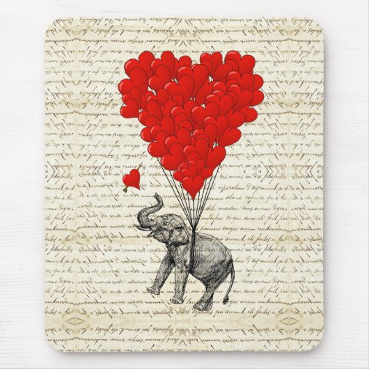 Romantische Elefanten & Herzblasen Mousepad (Vorne)