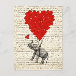 Romantische Elefanten & Herzblasen Postkarte