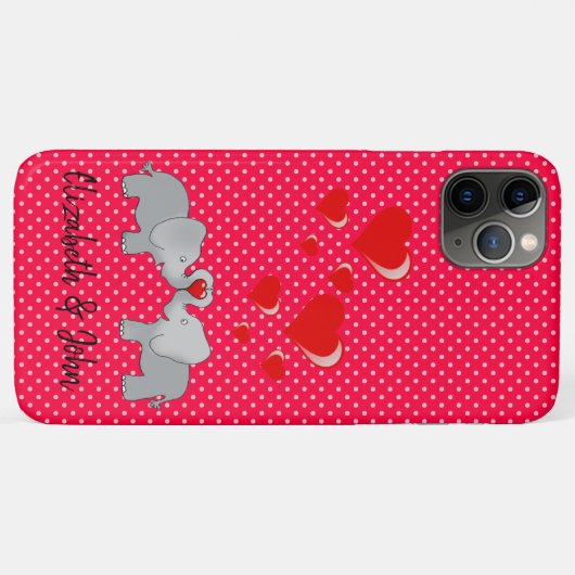 Romantische Elefanten rotes Herz auf Polka Dots Case-Mate iPhone Hülle (Rückseite (Horizontal))