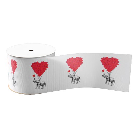 Romantische Elefanten und Valentine Liebe Herz Ripsband (Spule)