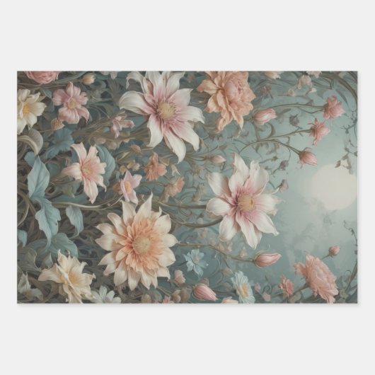 Romantische Elegance in Peach and Aqua - Decoupage Geschenkpapier Set (Vorderseite 2)