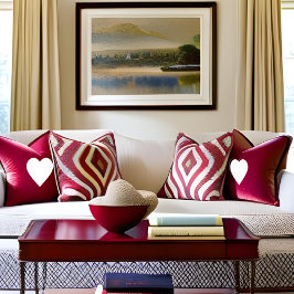 Romantische Elegance Weißes Herz Embraise Rosa Kissen