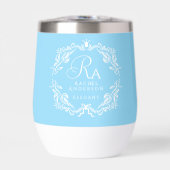 Romantische Elegane Foliage Monogram Blue (Vorderseite)