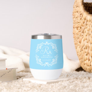 Romantische Elegane Foliage Monogram Blue