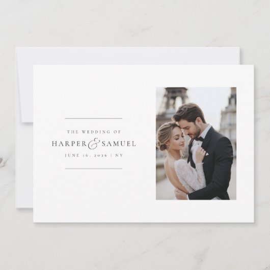 Romantische Elegant 2 Foto Hochzeit Einladung (Vorderseite)