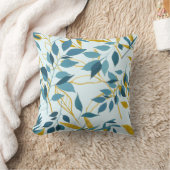 Romantische Elegant Blue Gold Leaf Hochzeit Kissen (Decke)