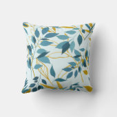 Romantische Elegant Blue Gold Leaf Hochzeit Kissen (Rückseite)