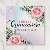 Romantische Elegant Charming Floral Quinceñera Geschenkanhänger (Vorderseite)