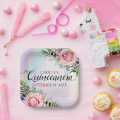 Romantische Elegant Charming Floral Quinceñera Pappteller (Party)