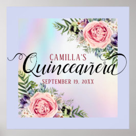 Romantische Elegant Charming Floral Quinceñera Poster