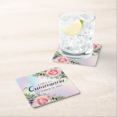 Romantische Elegant Charming Floral Quinceñera Rechteckiger Pappuntersetzer (Vor Ort)