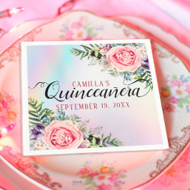 Romantische Elegant Charming Floral Quinceñera Serviette