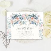 Romantische Elegant Dusty Blue Peach Florals Weddi Save The Date