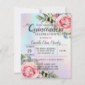 Romantische Elegant Floral Quinceñera Einladung (Vorderseite)