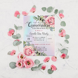 Romantische Elegant Floral Quinceñera Einladung