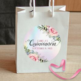 Romantische Elegant Floral Quinceñera Runder Aufkleber