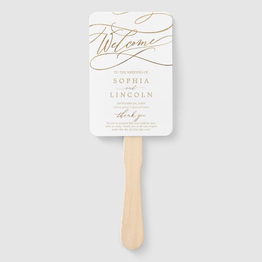 Romantische Elegant Gold Calligraphy Program Fan Fächer (Vorderseite)