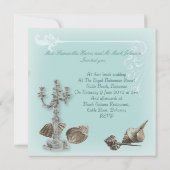 Romantische Elegant Seashell Beach Hochzeit Einlad Einladung (Rückseite)