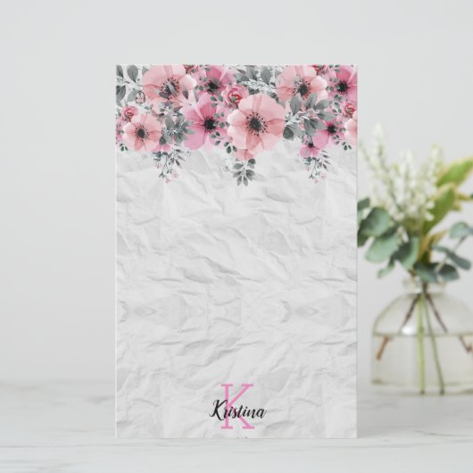 Romantische Elegante Antike Flora Personalisiert Briefpapier (Stehend Vorderseite)