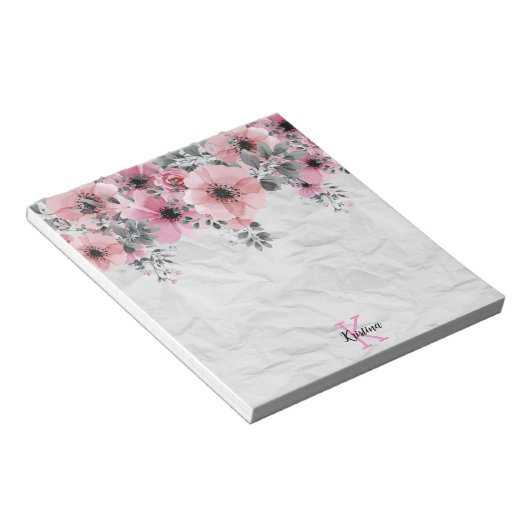 Romantische Elegante Antike Flora Personalisiert Notizblock (angewinkelt)