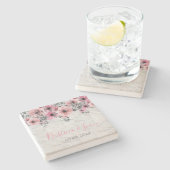 Romantische Elegante Antike Hochzeit der Flora Steinuntersetzer (Seitenansicht)