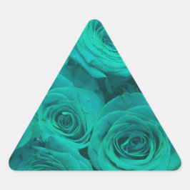 Romantische elegante aquamarine - grüne Rose Dreieckiger Aufkleber