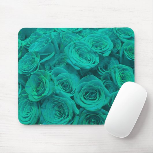 Romantische elegante aquamarine - grüne Rose Mousepad (Mit Mouse)