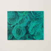 Romantische elegante aquamarine - grüne Rose Puzzle (Horizontal)