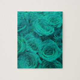 Romantische elegante aquamarine - grüne Rose Puzzle