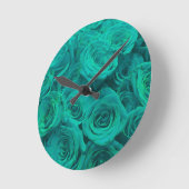 Romantische elegante aquamarine - grüne Rose Runde Wanduhr (Winkel)