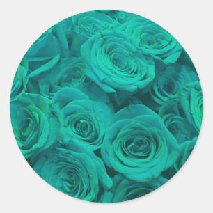 Romantische elegante aquamarine - grüne Rose Runder Aufkleber