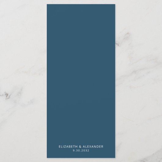 Romantische elegante blaue Wasserfarbe einfache Ho Menükarte (Rückseite)