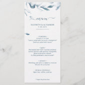 Romantische elegante blaue Wasserfarbe einfache Ho Menükarte (Vorderseite)